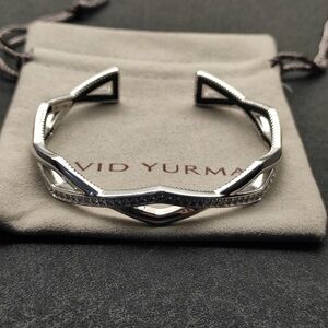 David Yurman Silver and Black Open Cuff Bracelet